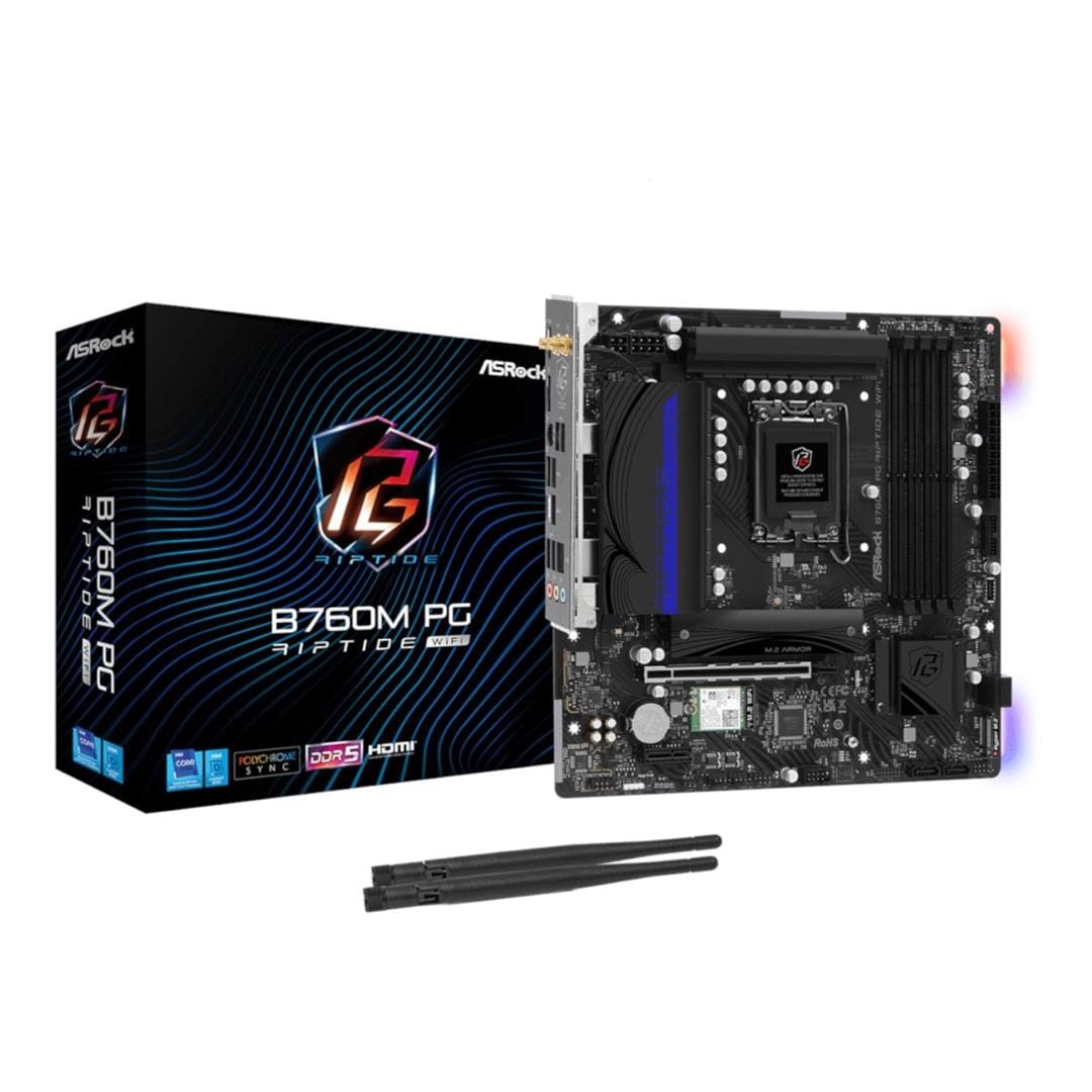 Asrock B760M PG Riptide Wi-Fi Intel LGA 1700 micro ATX Motherboard