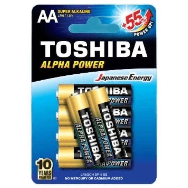 Toshiba Alpha Alkaline AA Batteries 6-pack BA-TO-APAA6