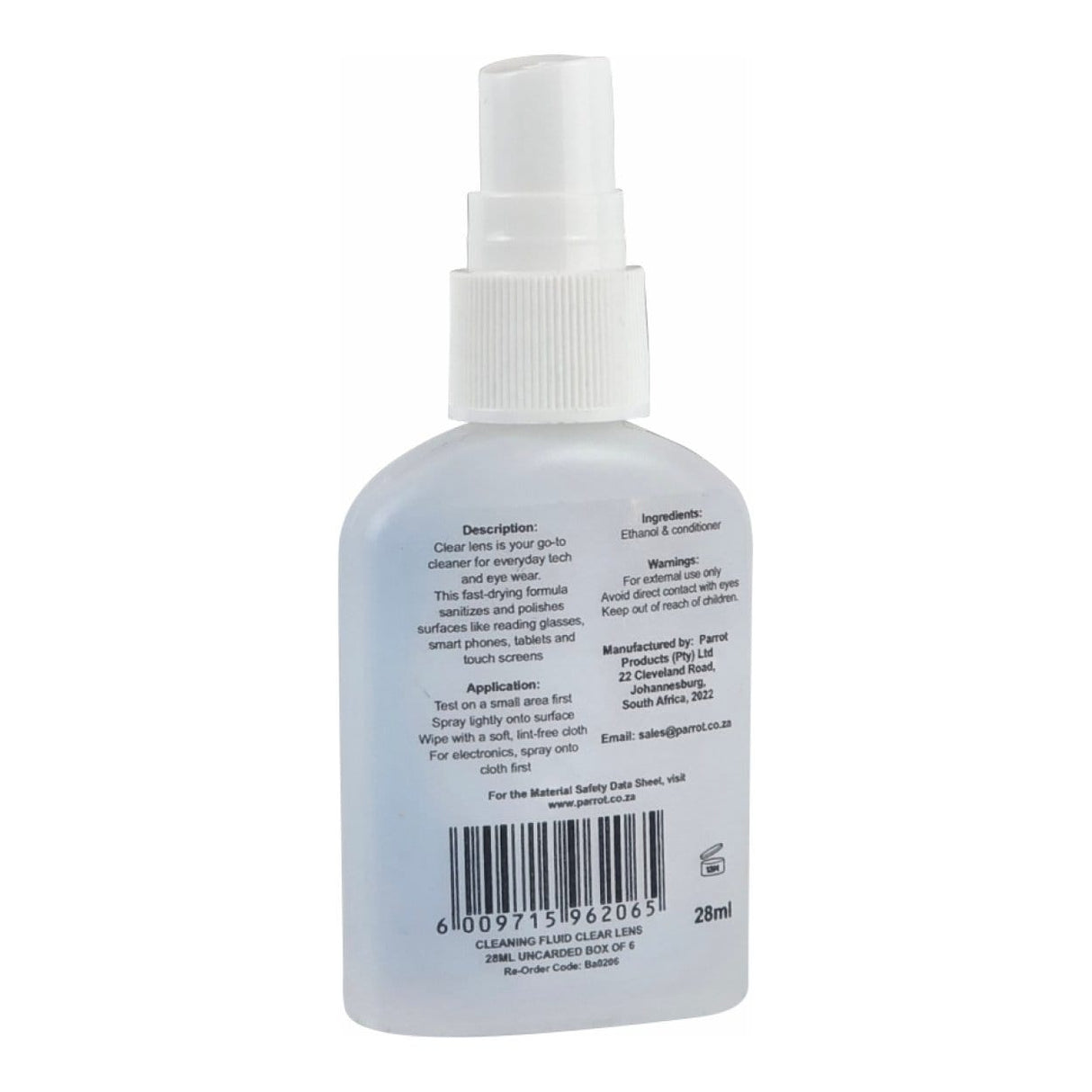 Parrot 28ml Clear Lens Cleaning Fluid 6-pack BA0206Z