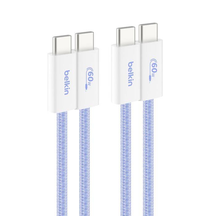 Belkin 1.5m USB-C to USB-C 60W Braided Charging Cable 2-pack Blue BBD008HQ05BL2PK