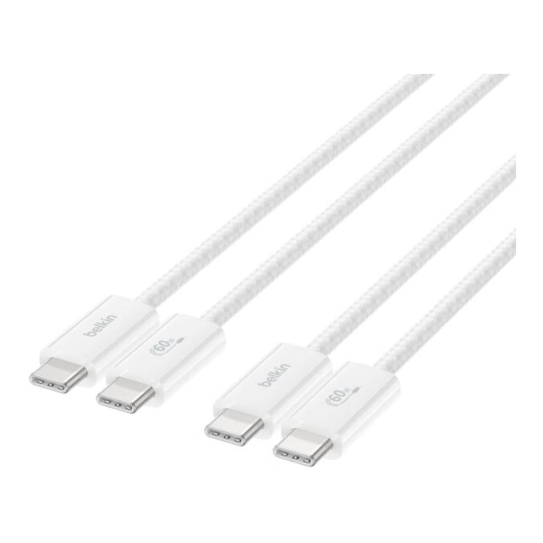 Belkin BoostCharge 60W USB-C to USB-C Cable 2-pack White BBD008HQ05WH2PK
