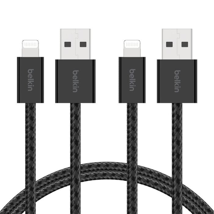 Belkin 2m BoostCharge USB-A Cable with Lightning Connector 2-pack Black BBD012HQ05BK2PK
