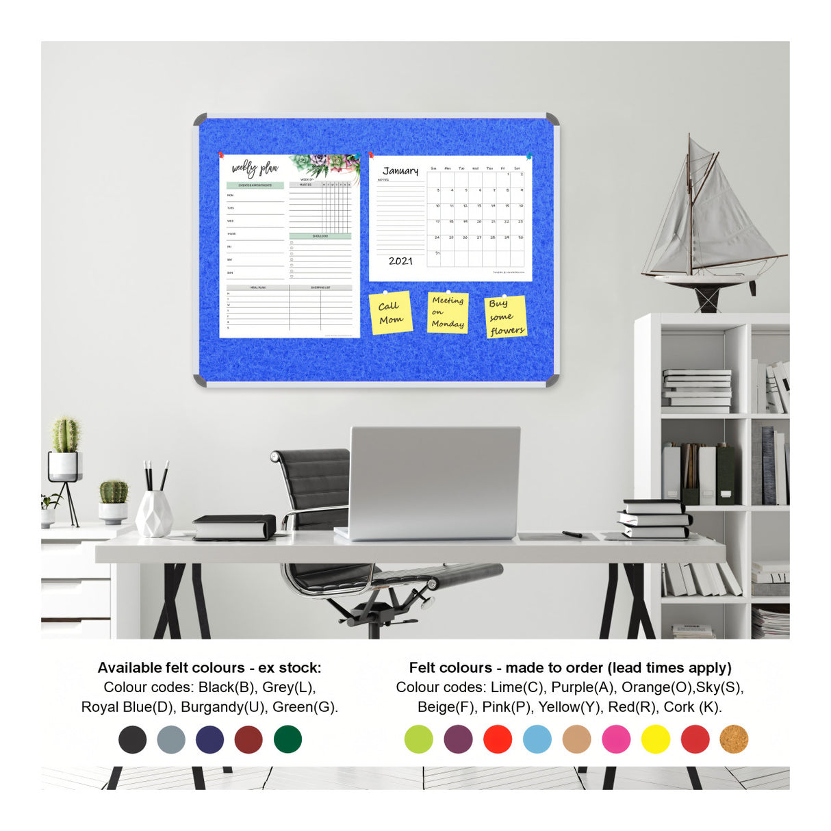 Parrot Info Board Aluminium Frame 1000x1000mm - Sky Blue BD0744S