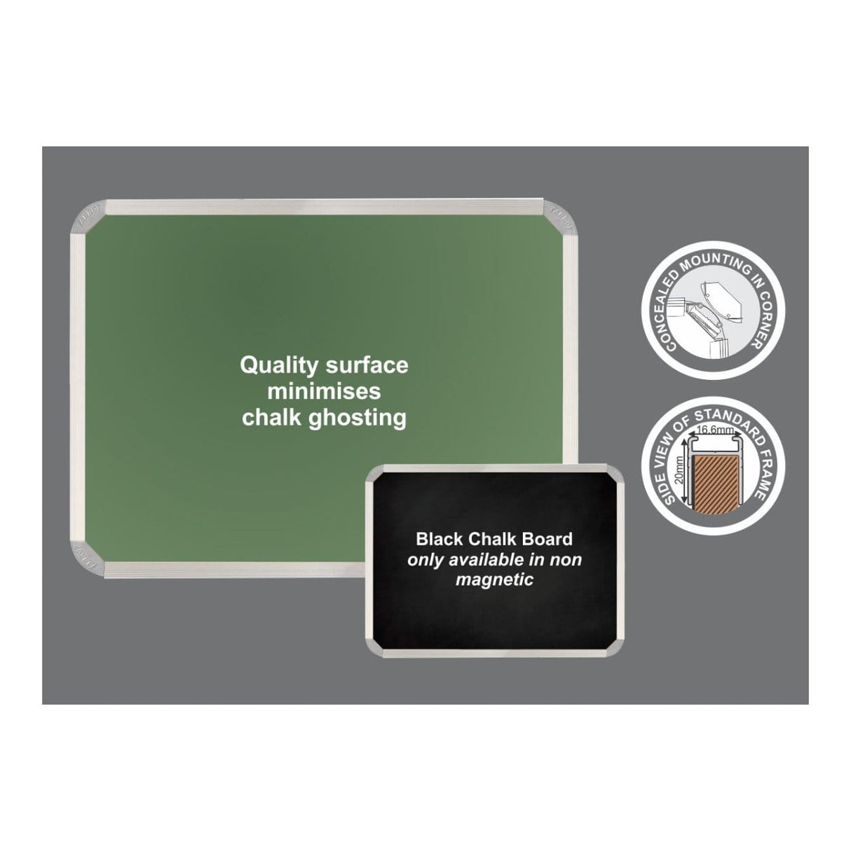 Parrot Non-Magnetic Aluminium Frame Chalk Board 1800x900mm BD2869
