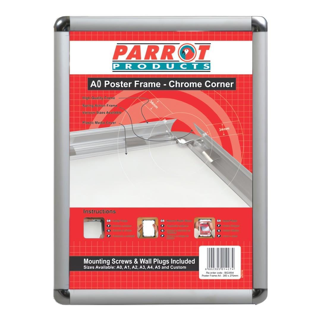Parrot Poster Frame A0 1250 x 900mm Chrome Corner BG3000OPEN (Open Box)