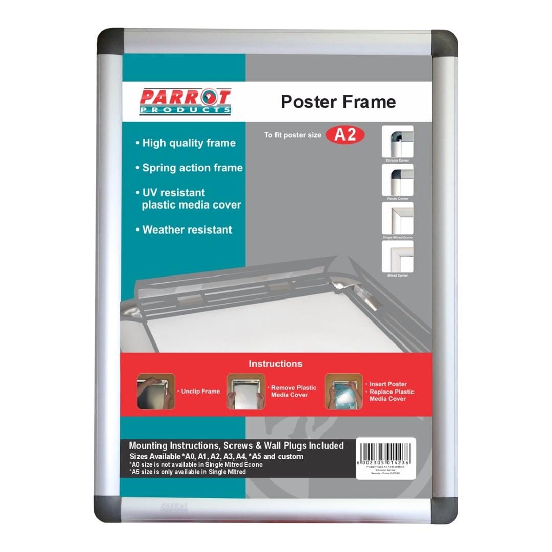 Parrot Poster Frame A2 655x480mm Plastic Corner BG3102