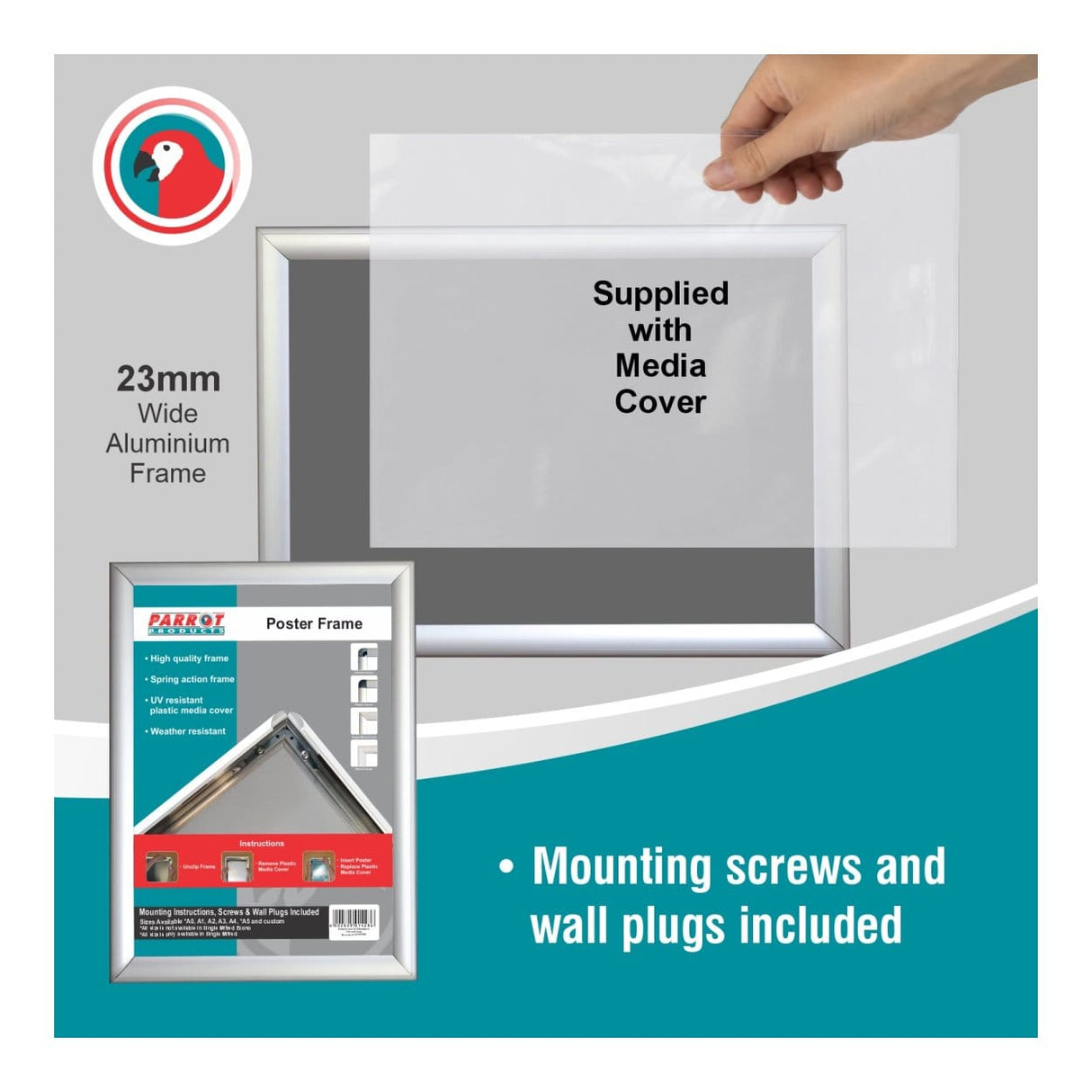 Parrot Poster Frame A4 330x240mm Single Mitred Econo BG3204