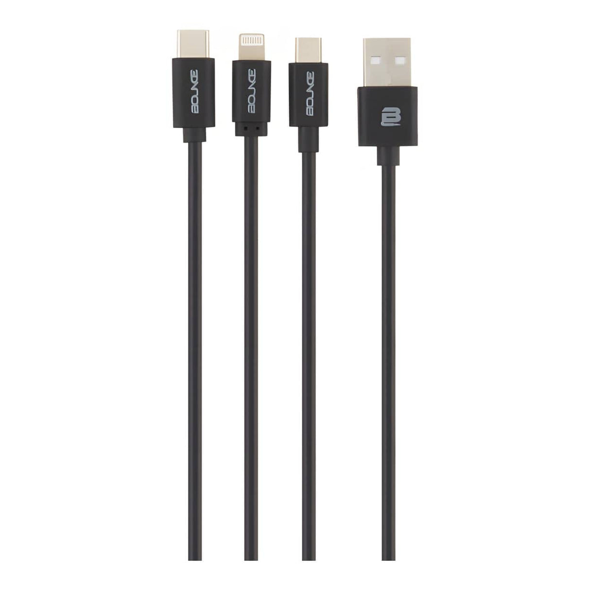 Bounce 1m Cord Series 3-in-1 Charging Cable Black BO-20010-BK(V1)