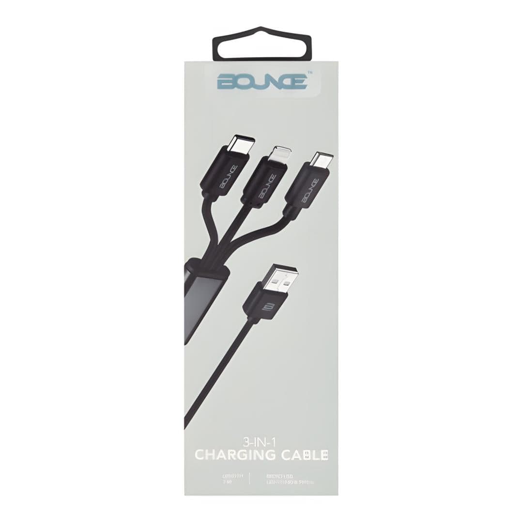 Bounce 1m Cord Series 3-in-1 Charging Cable Black BO-20010-BK(V1)