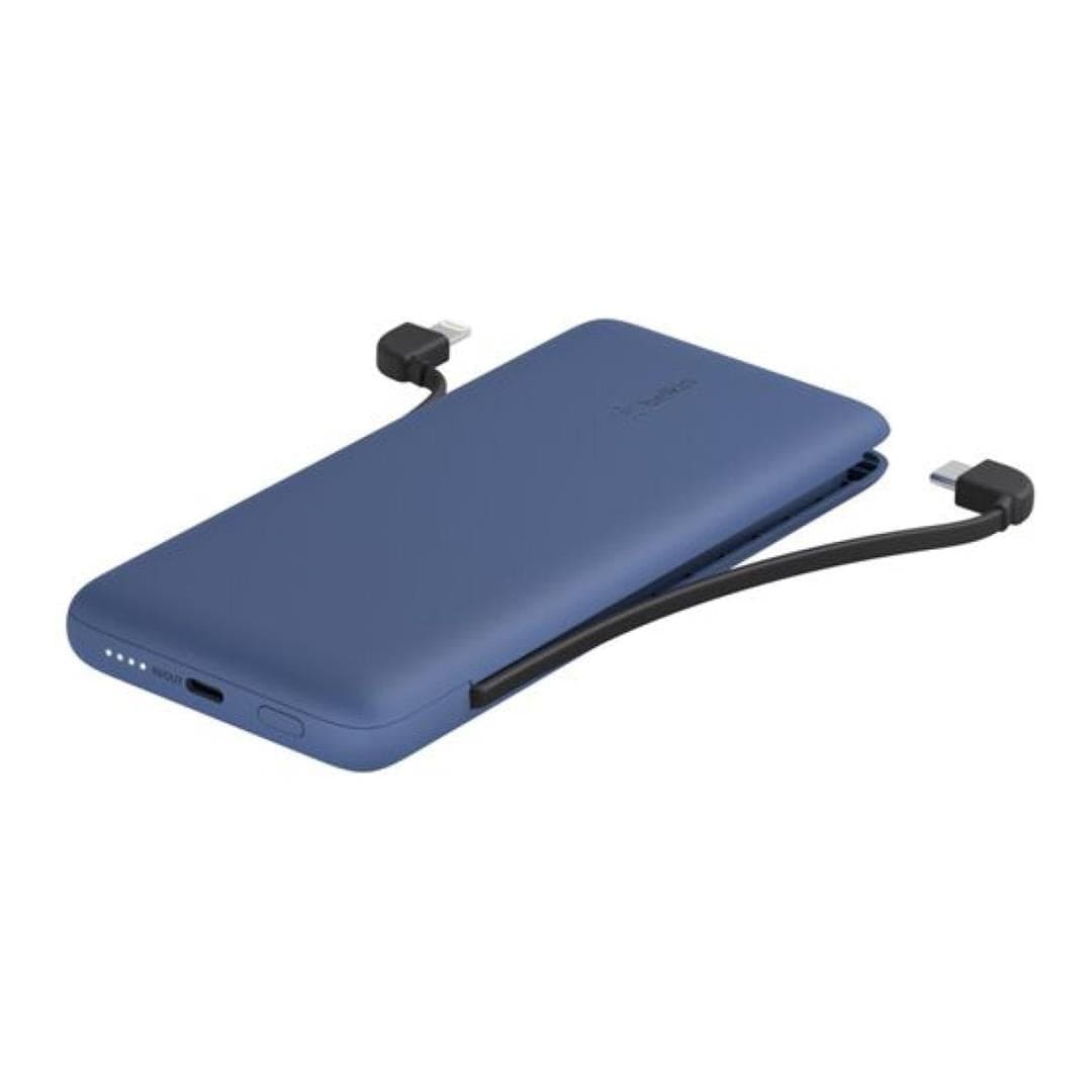 Belkin BoostCharge Plus 10000mAh USB-C Power Bank with Integrated Cables Powerbank - Blue BPB006BTBLU
