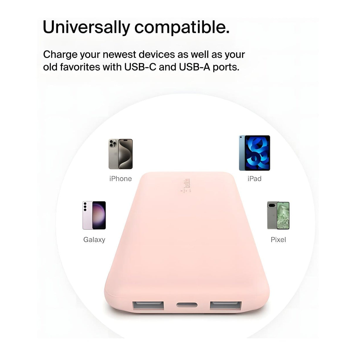 Belkin BoostCharge USB-C 15W 10,000mAh Power Bank - Rose Gold BPB011BTRG