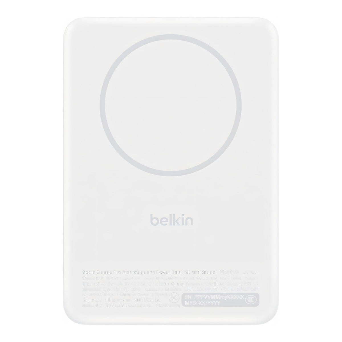 Belkin BoostCharge Qi2 5000mAh 15W Slim Magnetic Power Bank with Kickstand - White BPD011HQWH