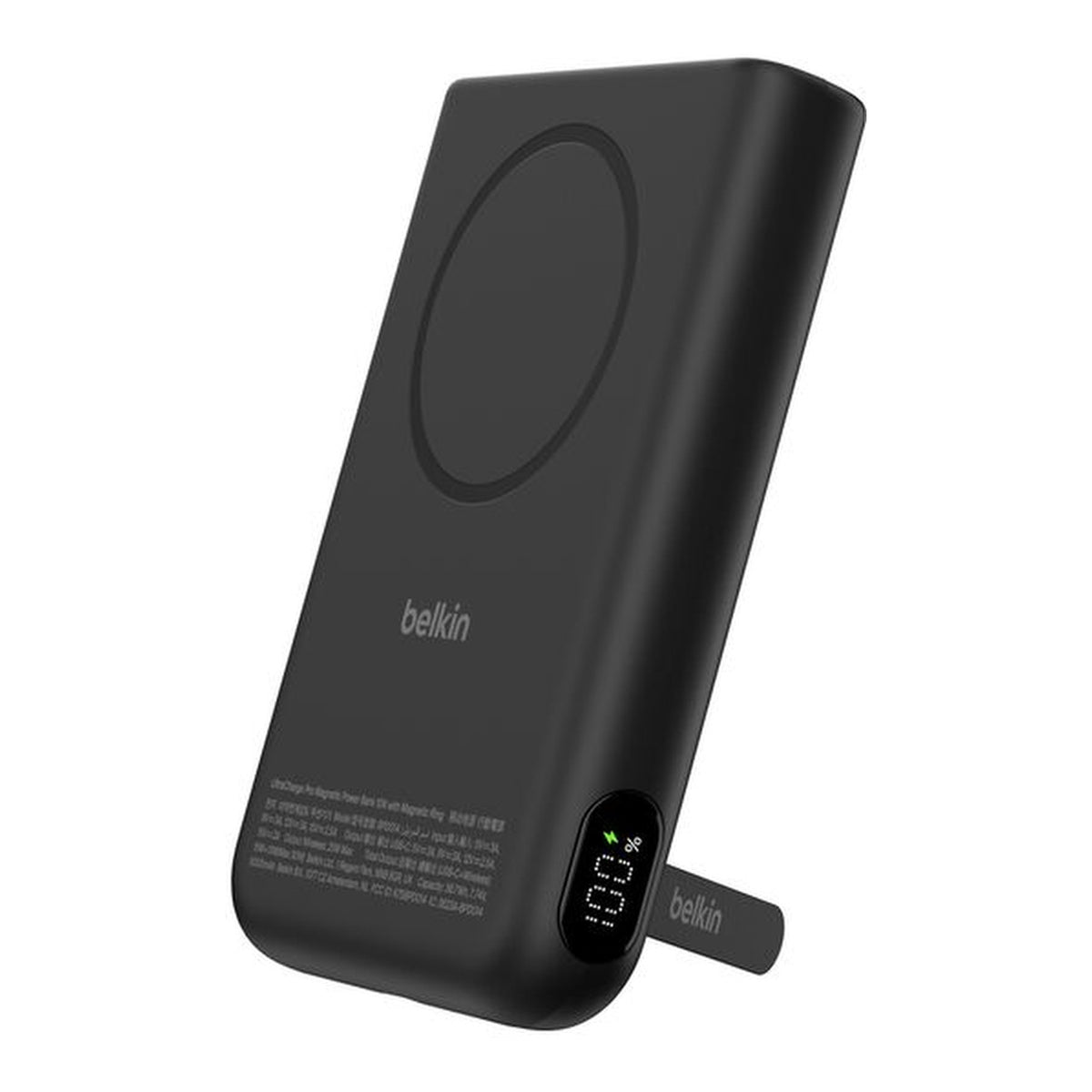 Belkin UltraCharge Pro 10000mAh Qi2 25W Magnetic Power Bank with Kickstand and Digital Display Black BPD014HQBK