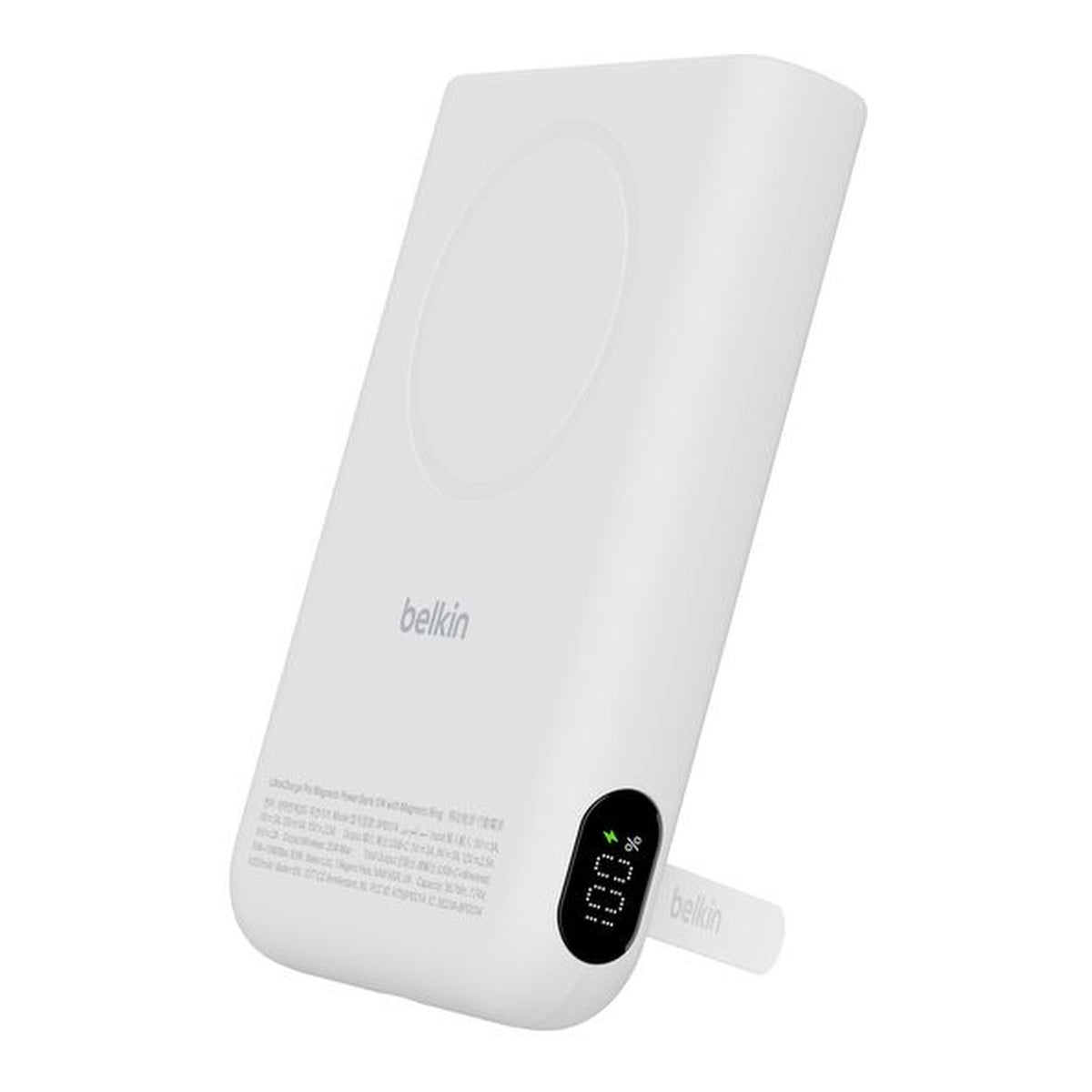 Belkin UltraCharge Pro 10000mAh Qi2 25W Magnetic Power Bank with Kickstand and Digital Display White BPD014HQWH