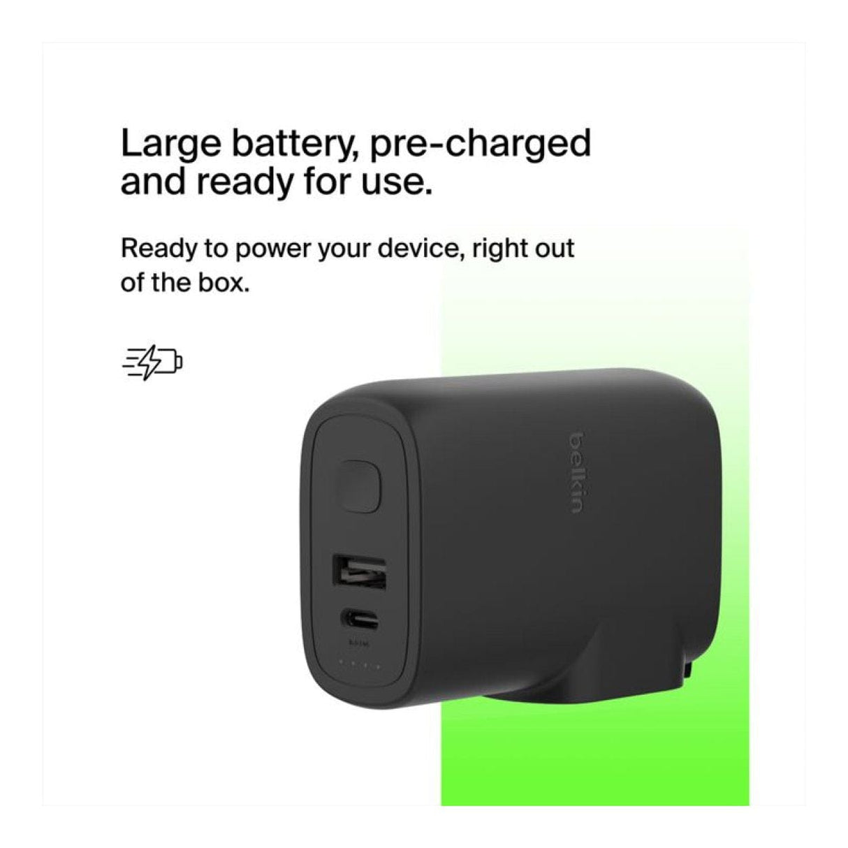 Belkin BoostCharge Hybrid 25W Wall Charger with 5000mAh Powerbank BPZ003BT1MBK-B6