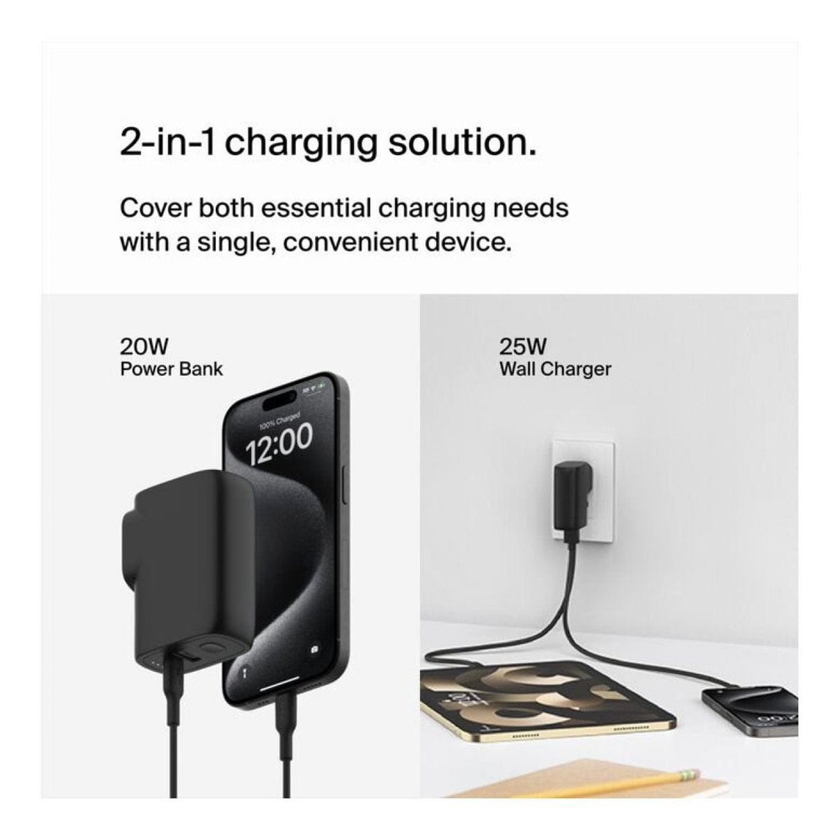 Belkin BoostCharge Hybrid 25W Wall Charger with 5000mAh Powerbank BPZ003BT1MBK-B6