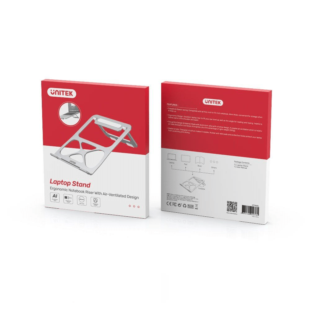 Unitek OT146SL 10-15-inch Aluminium-Alloy Foldable Laptop Stand Silver BRK-LSTAND-OT146SL