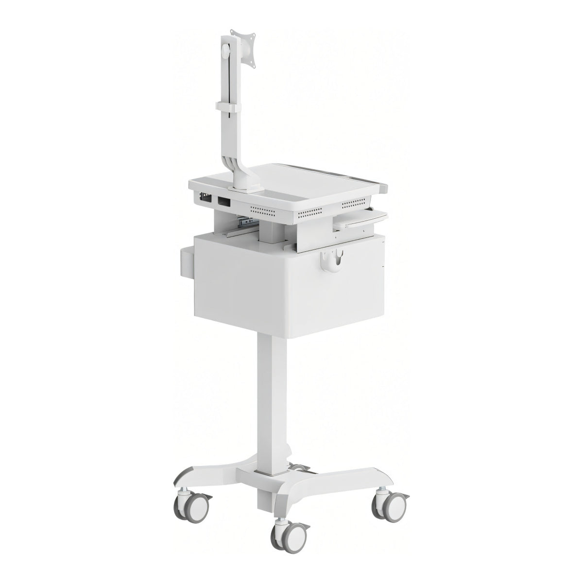 LinkQnet MED08-2 17-32-inch Monitor Arm Pneumatic Height-Adjustable Medical Cart with Drawers BRK-MED08-2