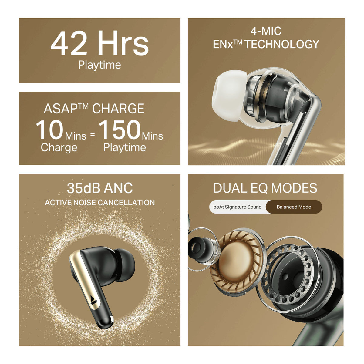 boAt Airdopes 141 Elite ANC Wireless Earbuds - Black BT-TWA-AIR141E-BK