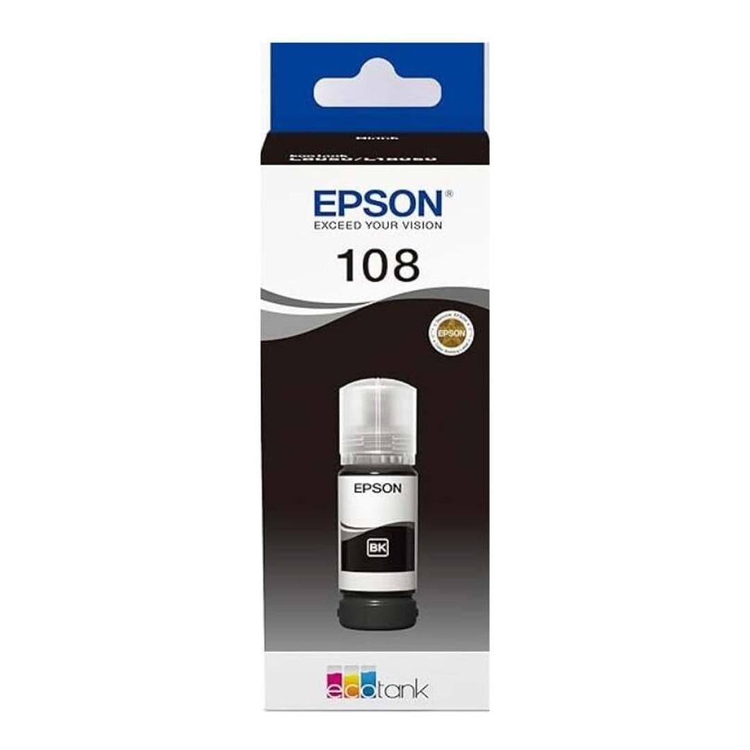 Epson 108 Ink Bottle Black EcoTank Original 70ml Single-pack C13T09C14A