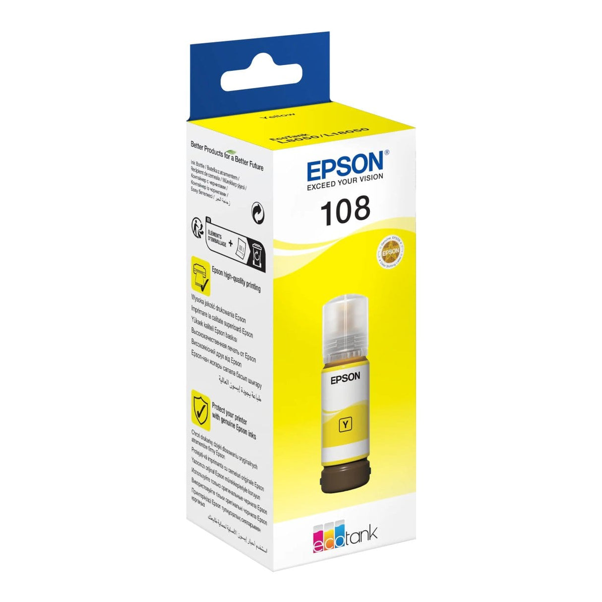 Epson 108 Ink Bottle Yellow EcoTank Original 70ml Single-pack C13T09C44A
