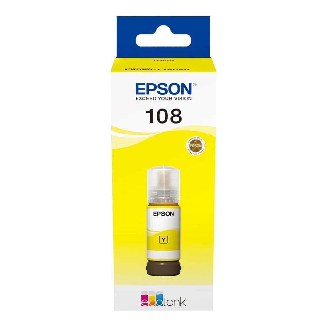 Epson 108 Ink Bottle Yellow EcoTank Original 70ml Single-pack C13T09C44A