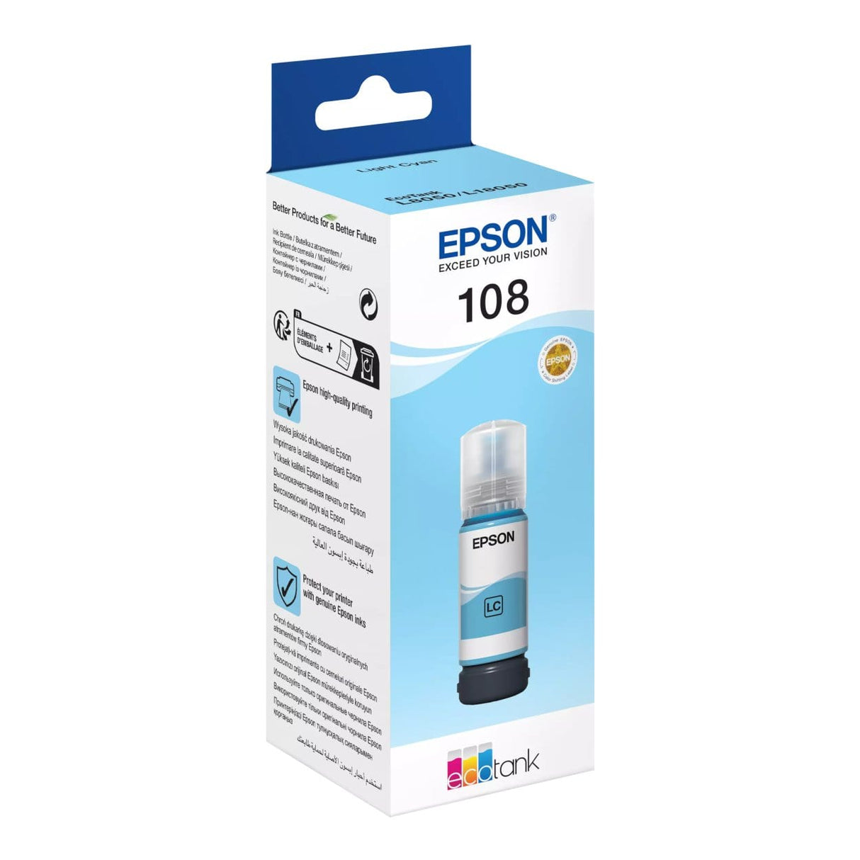 Epson 108 Ink Bottle Light Cyan EcoTank Original 70ml Single-pack C13T09C54A