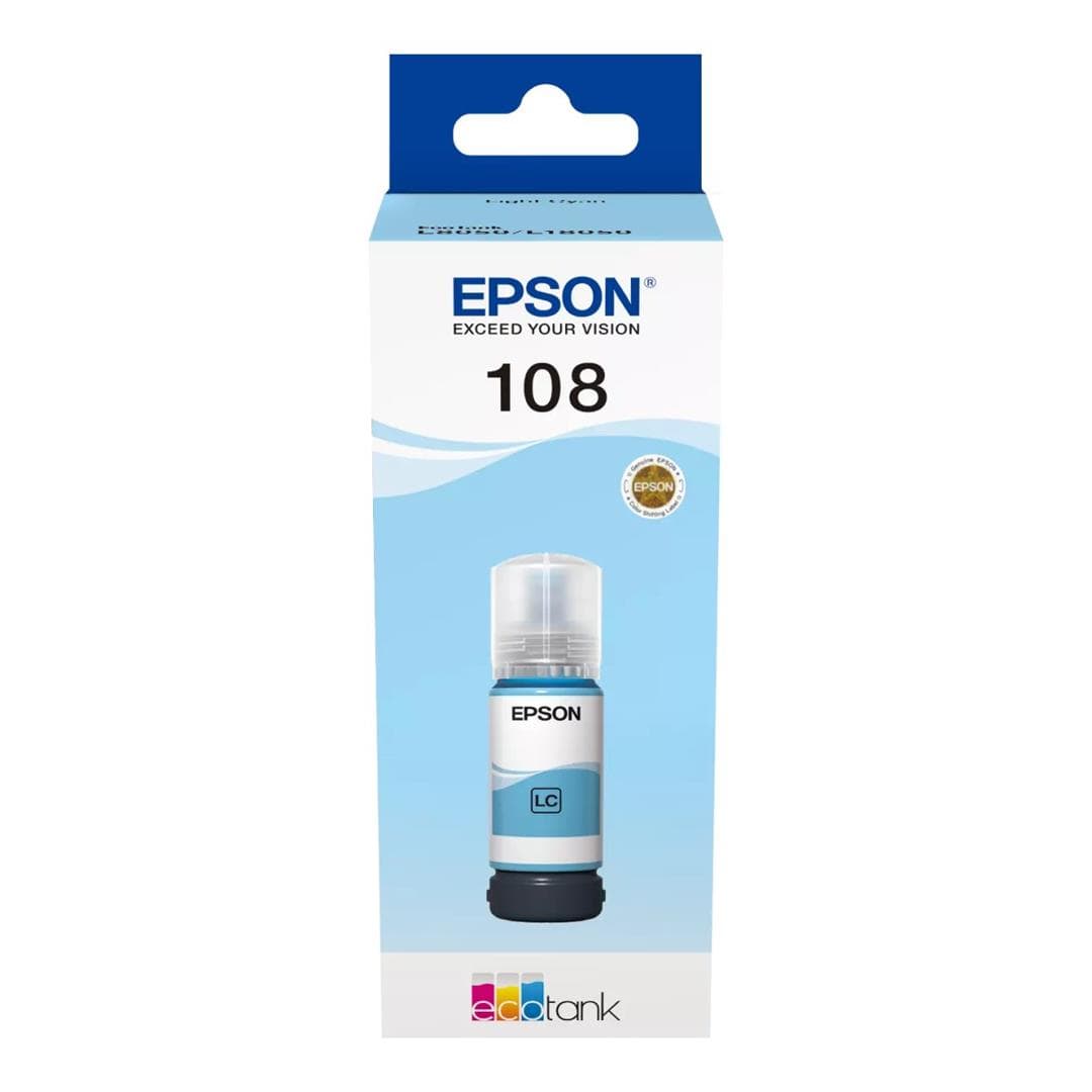 Epson 108 Ink Bottle Light Cyan EcoTank Original 70ml Single-pack C13T09C54A