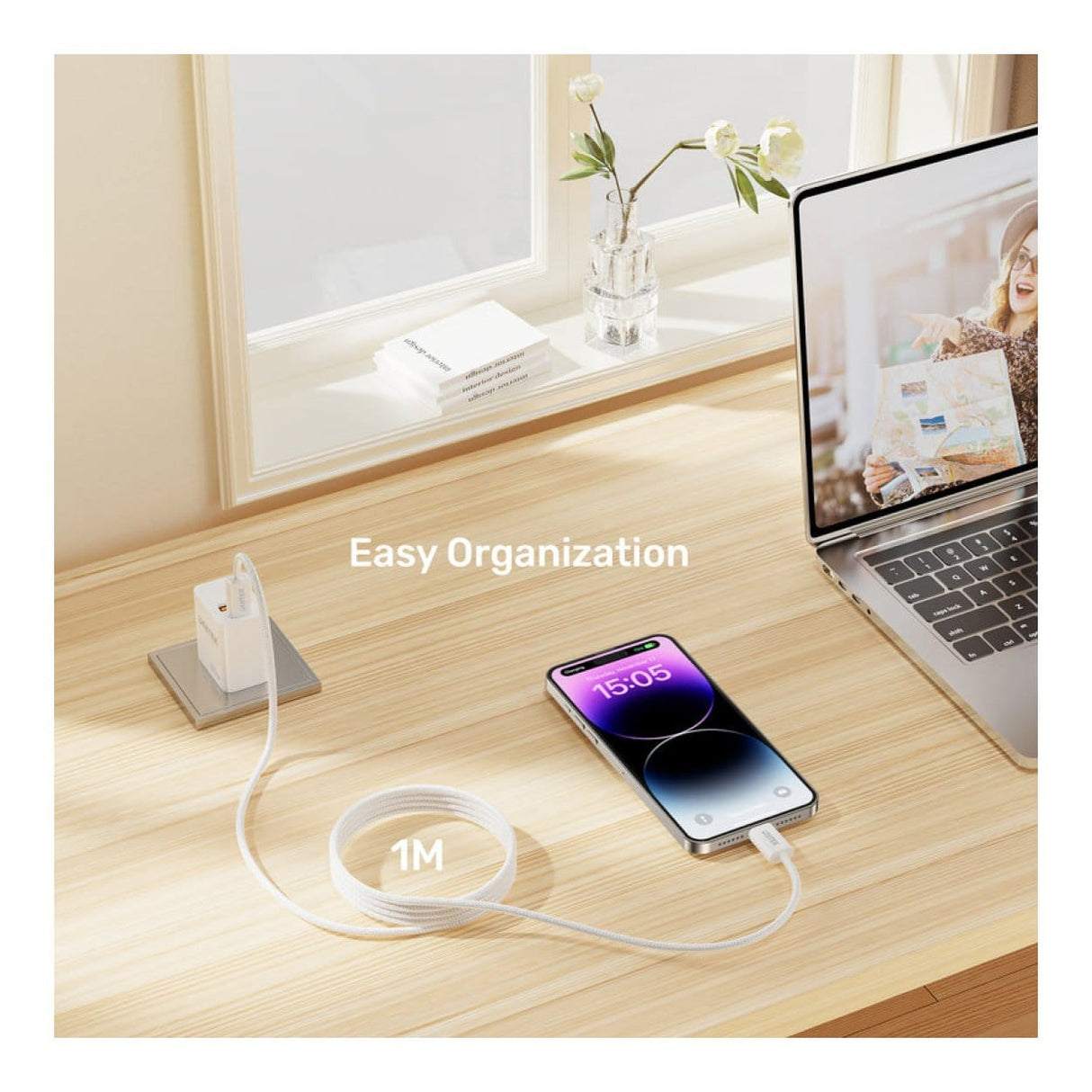 Unitek 100W Type-C Male to Male Magnetic Cable 1m Cream Latte C14141ACL01-1M