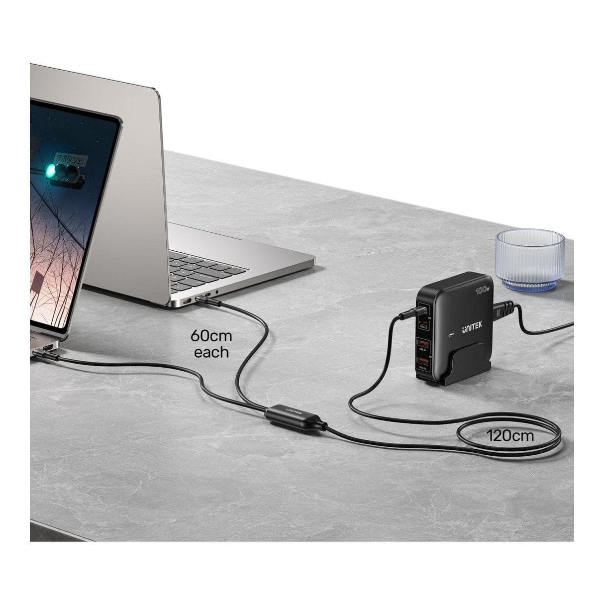 Unitek 2-in-1 100W Type-C Cable 1.8m C14146ABK-1.8M