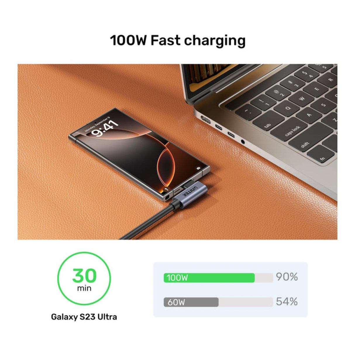 Unitek 1m PD 100W USB-C Right Angle Cable C14147ABK01-1M