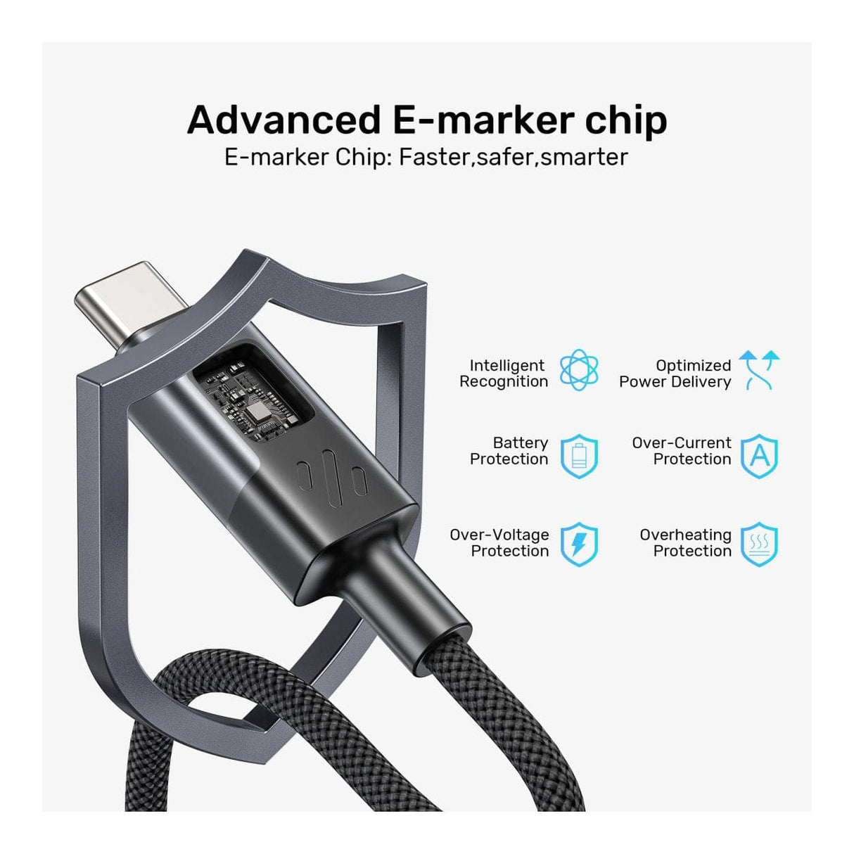 Unitek 60W Type-C Male to Male Charging Cable 2m with LED Display C14158ABK-2M