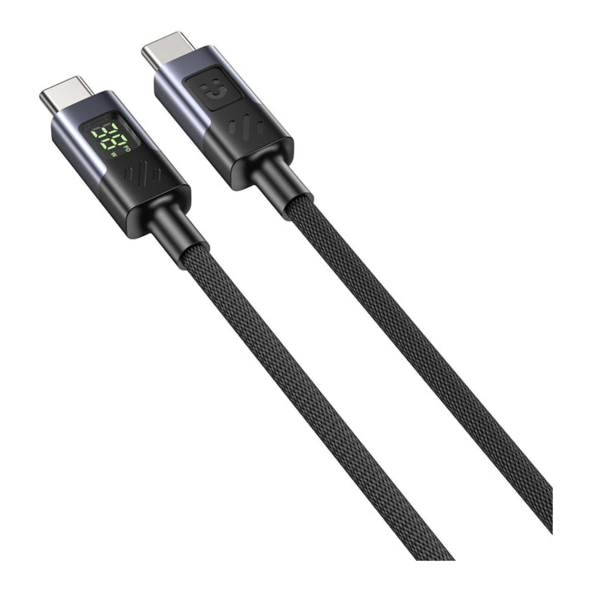 Unitek USB-C to USB-C PD 60W USB 2.0 Charging Cable with LED Display 1m Black C14158ABK01-1M