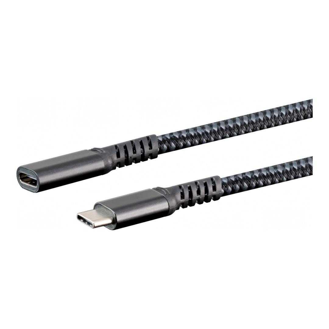 LinkQnet 2m USB-C Braided Extension Cable CAB-USB-CM-CF-2M-BR