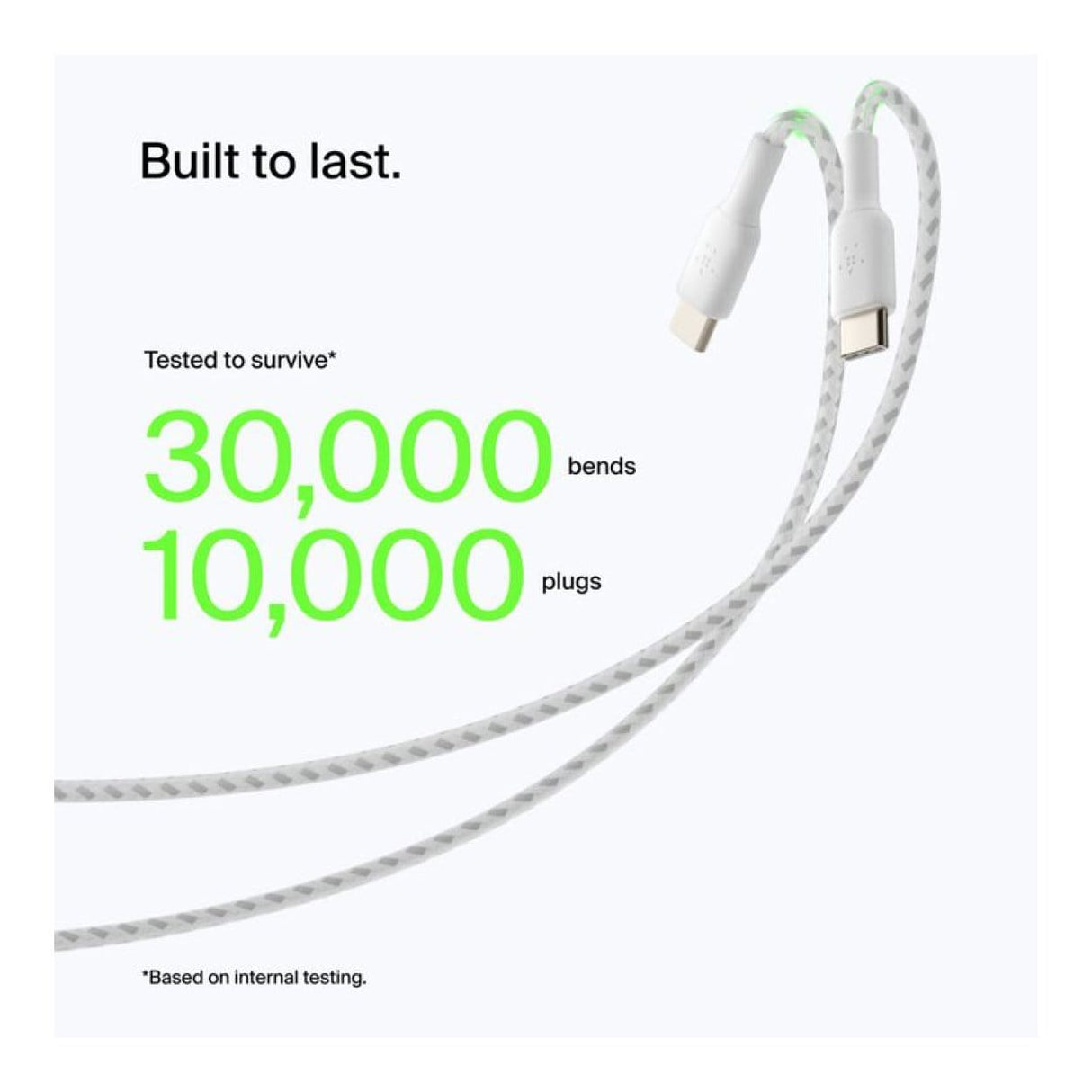 Belkin BoostCharge Type-C to Type-A Braided Cable 2m White CAB002BT2MWH