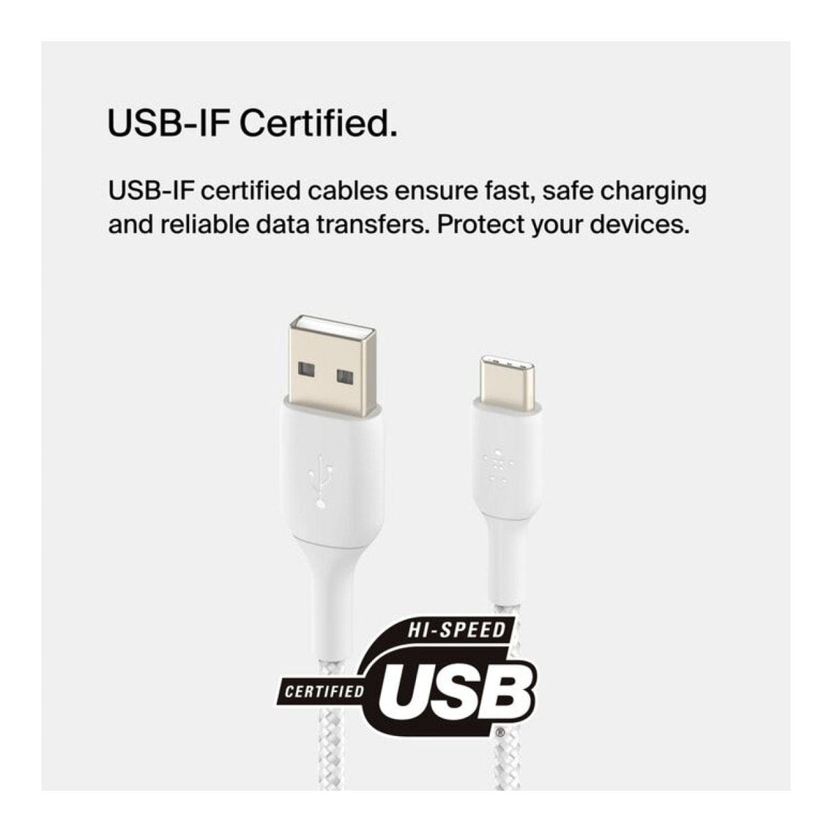 Belkin BoostCharge Type-C to Type-A Braided Cable 2m White CAB002BT2MWH