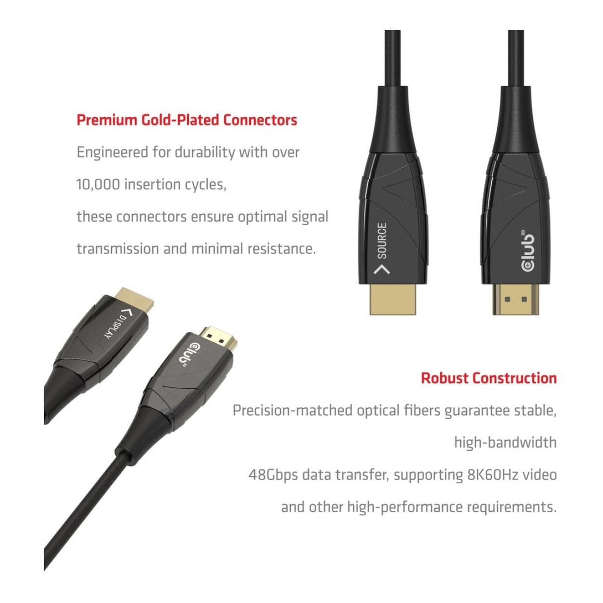 Club 3D 100m 4K 120HZ/8K 60HZ Ultra Uni-Direct AOC Cable Black CAC-1394