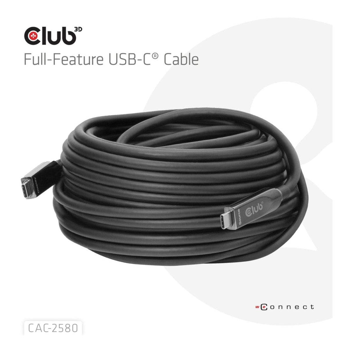 Club 3D 15m 8K 60HZ 10GBPS 60W USB-C AOC Cable Black CAC-2580