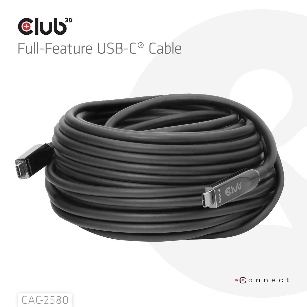 Club 3D 15m 8K 60HZ 10GBPS 60W USB-C AOC Cable Black CAC-2580