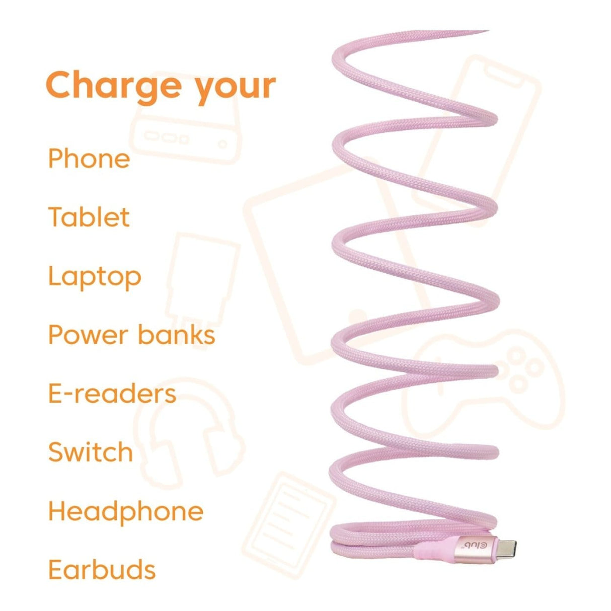 Club 3D 2m USB-C Magnetic Coil 240W PD3.1 Cable Pink CAC-3031