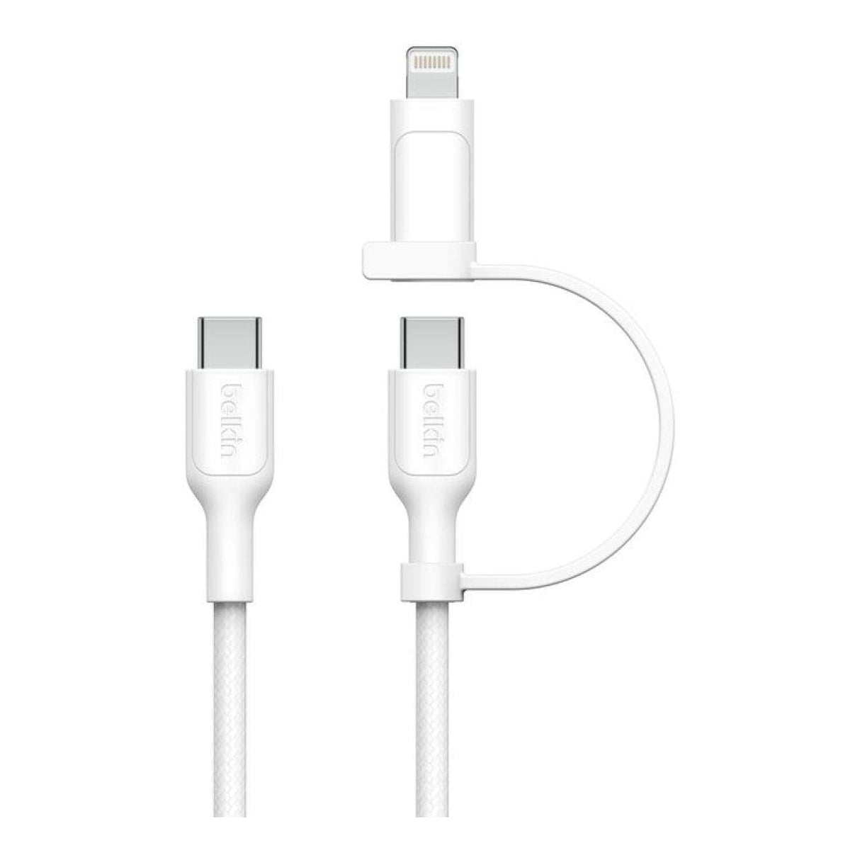 Belkin 1.5m BoostCharge Pro 2-in-1 60W USB-C to Lighting Connector Cable White CAC003HQ1.5MWH