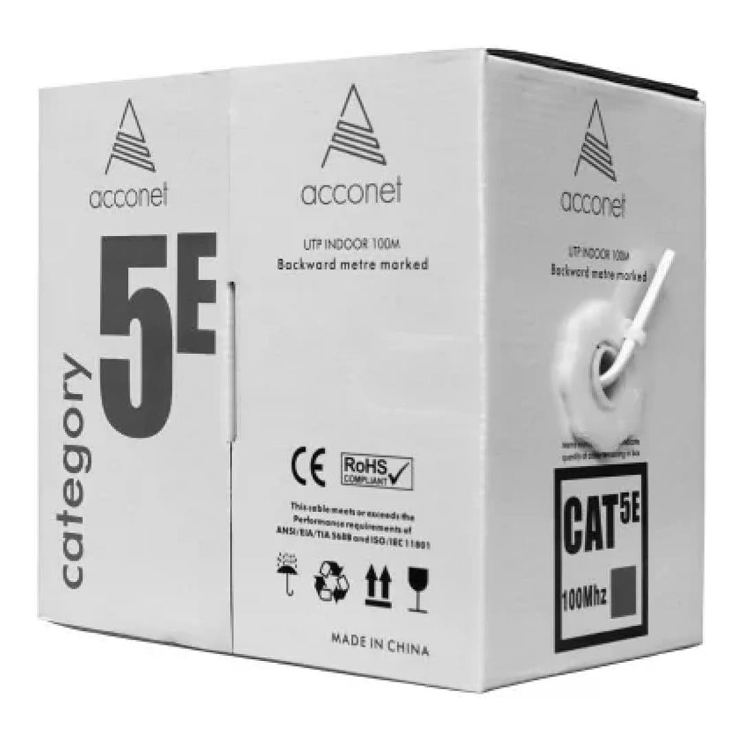 Acconet CAT5e UTP Pull Box Cable 100m White CAT5-100-GEN-SC