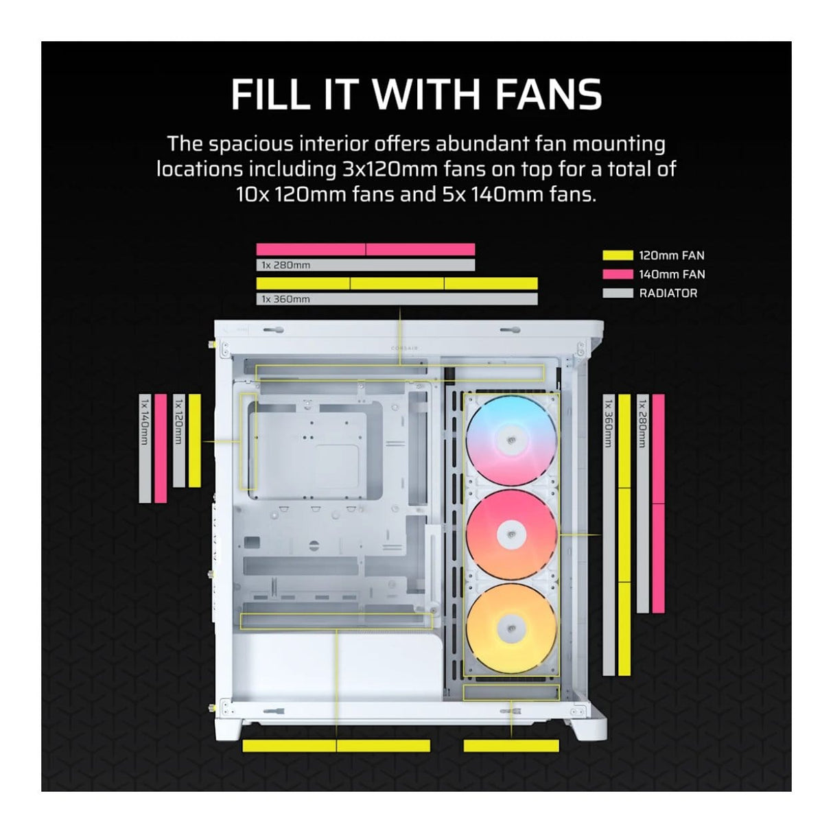 Corsair FRAME 4500X RS-R ARGB Panoramic Glass Mid-Tower PC Case - White CC-9011315-WW