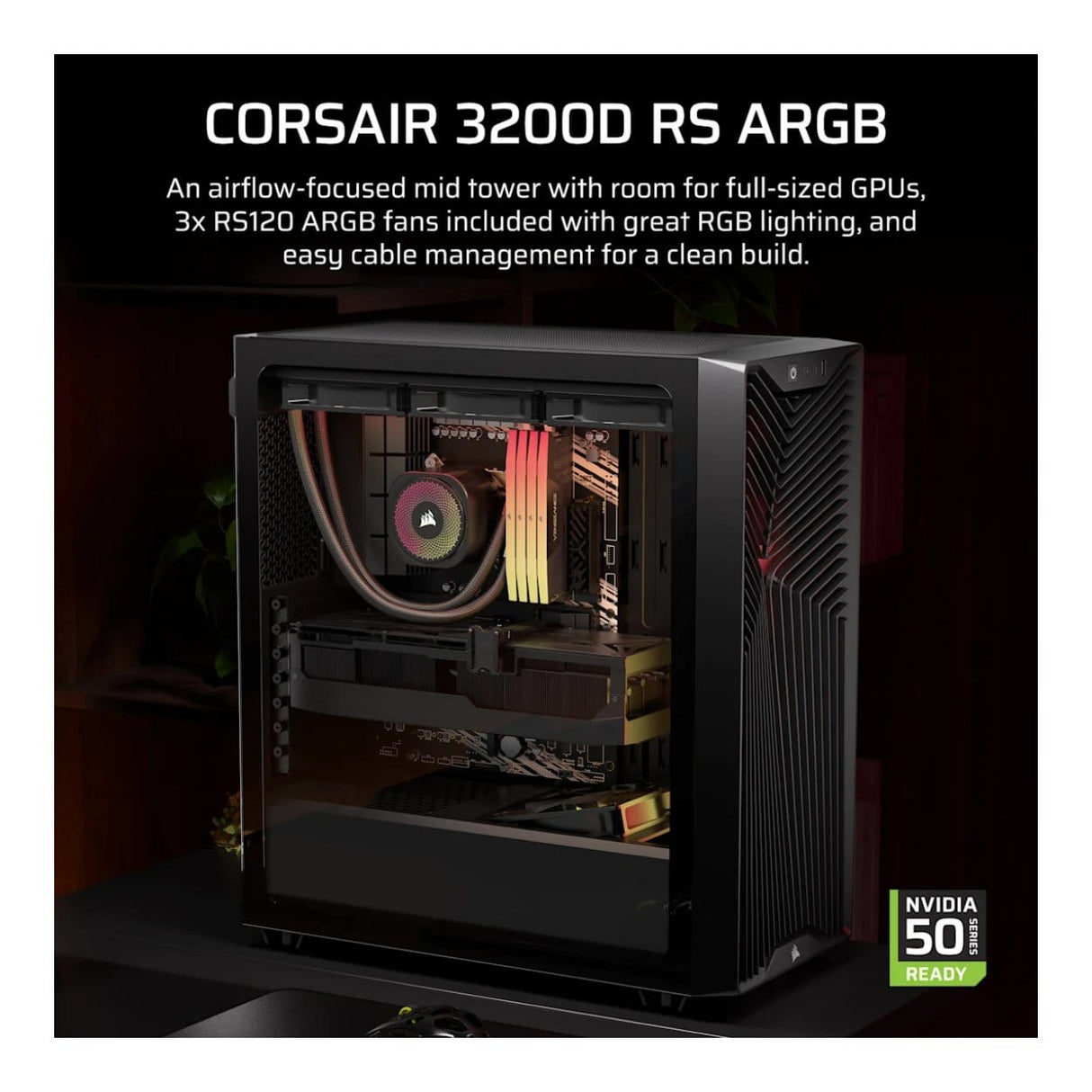 Corsair 3200D RS ARGB Mid-Tower PC Case Black CC-9011344-WW