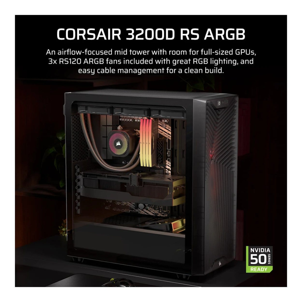 Corsair 3200D RS ARGB Mid-Tower PC Case Smoke CC-9011346-WW
