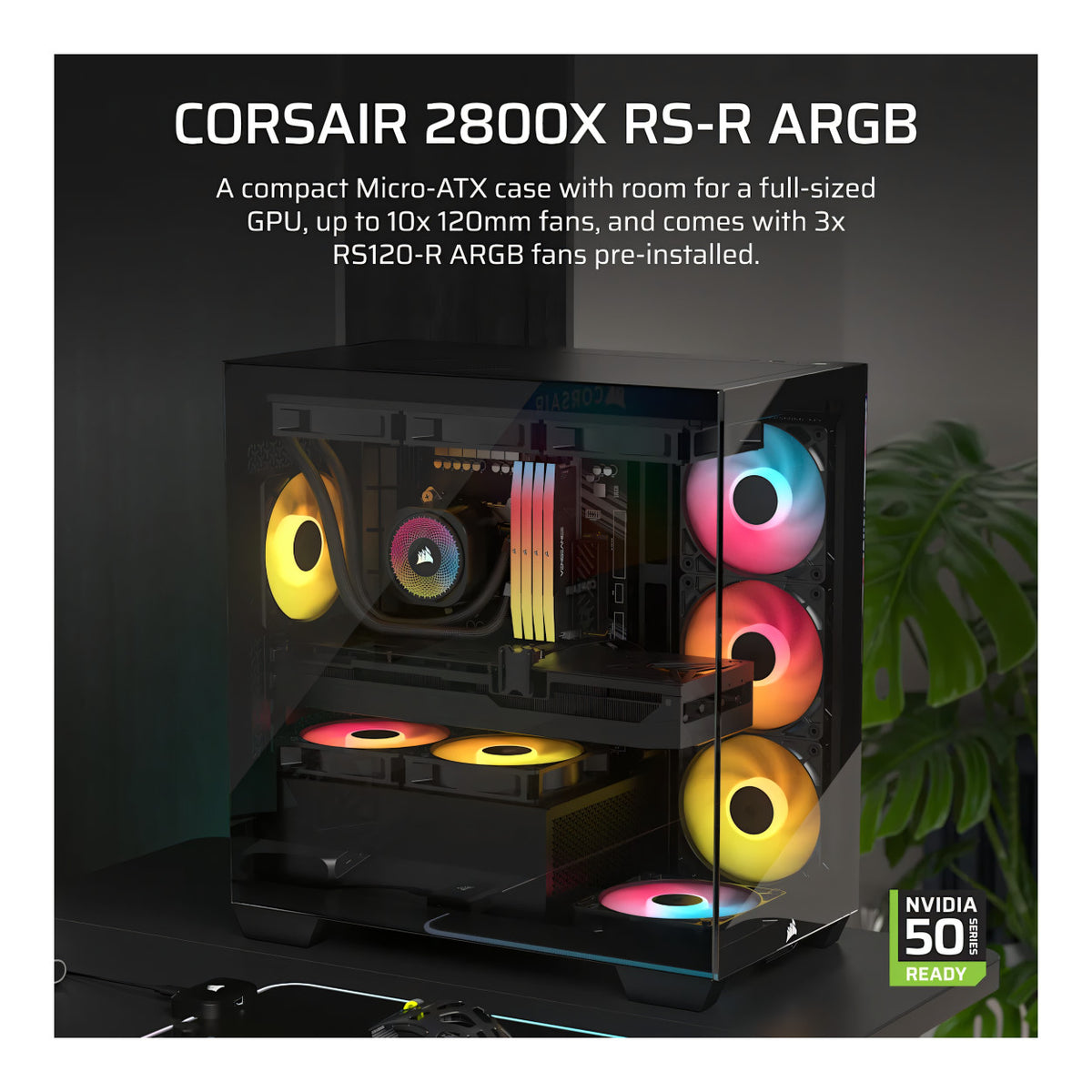 Corsair 2800X RS-R ARGB Micro-ATX PC Case - Black CC-9011347-WW
