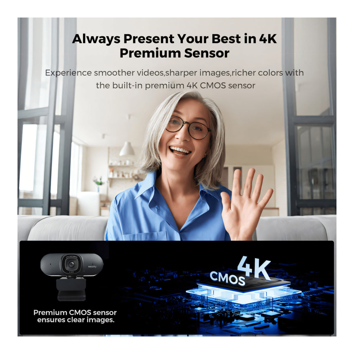 Nearity CC200 4K UHD Webcam for Streaming and Remote Work