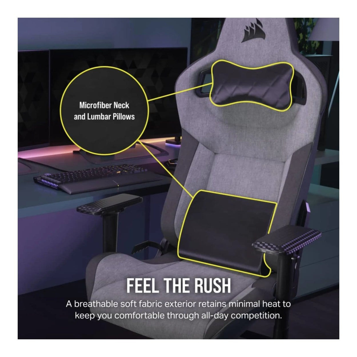 Corsair T3 RUSH Gaming Chair Charcoal Grey CF-9010056-WW