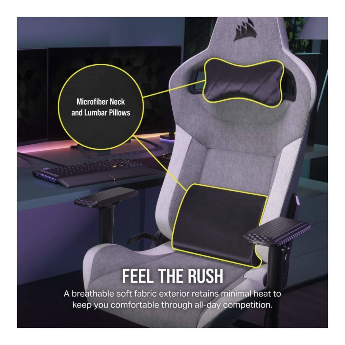 Corsair T3 RUSH Gaming Chair Grey White CF-9010058-WW