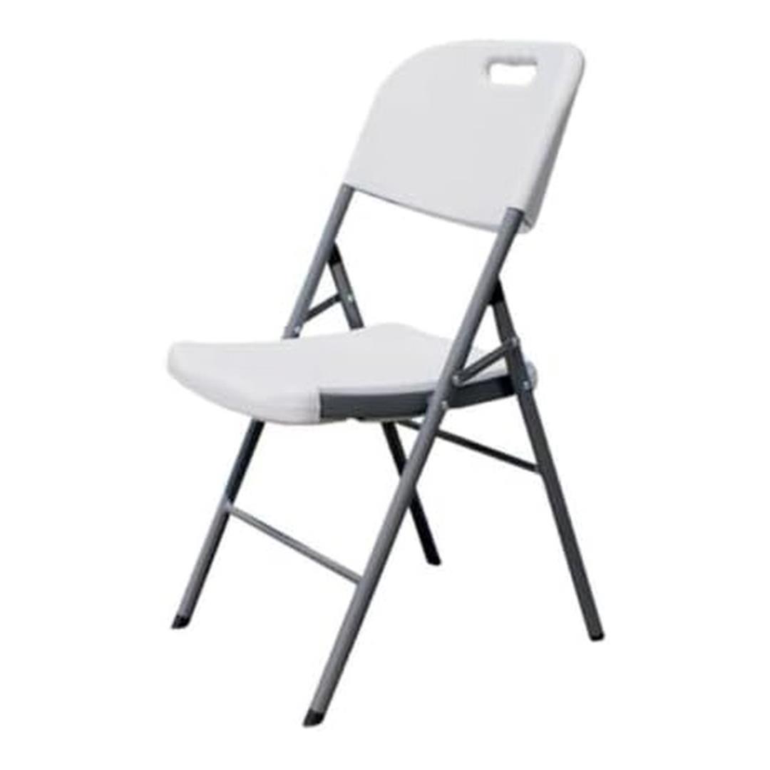 UniQue Blow-Moulded Folding Plastic Chair with Steel Frame White CH-40